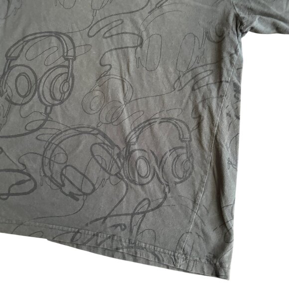 Utility Graphic T-Shirt With Headphone Print Mens L 100% Cotton - Picture 2 of 4